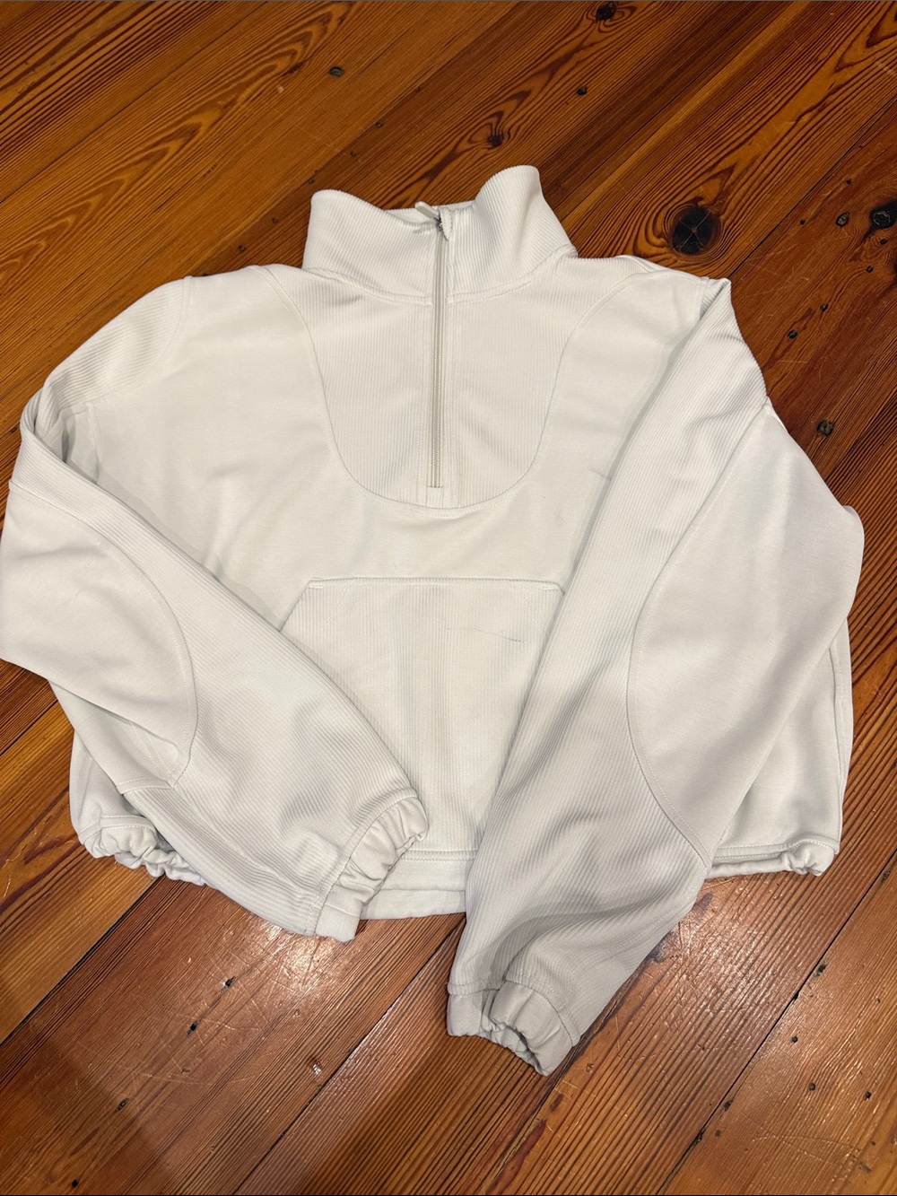 Women's White Half-Zip Funnel Neck Pullover